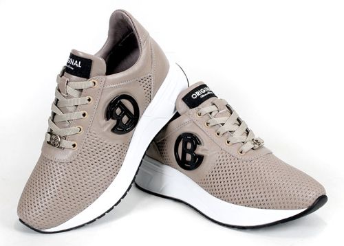 Дамски сникърси от естествена кожа с перфорация във визонен цвят - модел Aria Soft