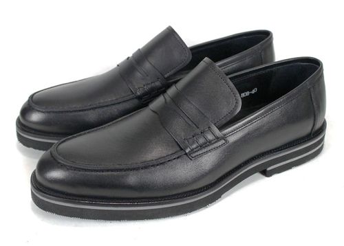 мъжки мокасини от естествена черна кожа с олекотено ходило и класически дизайн