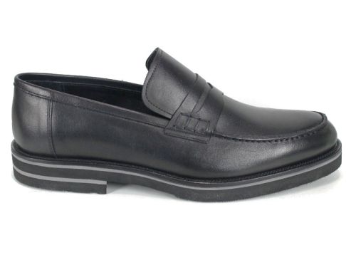 мъжки мокасини от естествена черна кожа с олекотено ходило и класически дизайн