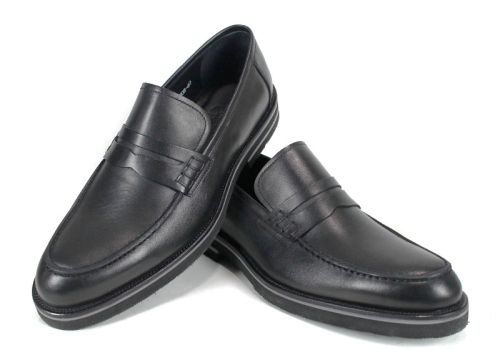 мъжки мокасини от естествена черна кожа с олекотено ходило и класически дизайн