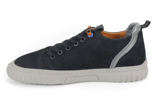 мъжки мокасини от естествена синя кожа със състарен ефект и леко черно ходило