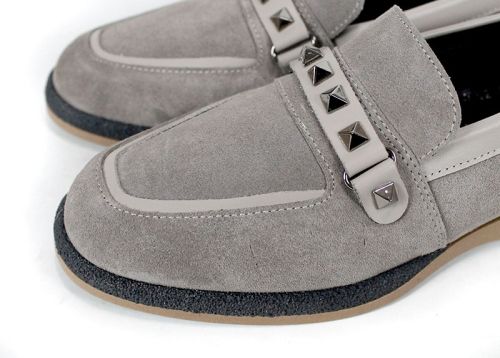 Дамски ниски обувки от естествен велур в цвят визон – модел Shine Luxe