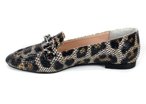 дамски балерини естествена кожа змийски принт с метална декорация