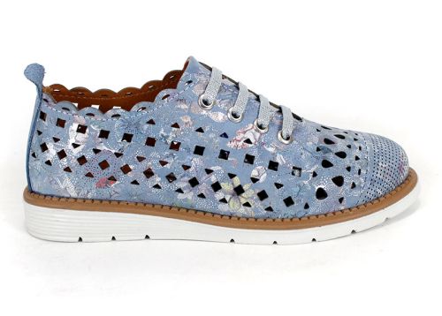 Дамски обувки с флорален десен и декоративен кант – страничен изглед