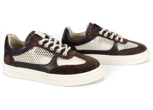 Дамски сникърси Sentiero di Luna от велур и мрежа – изглед отстрани