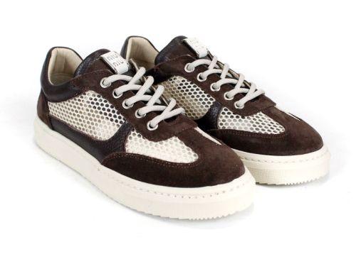 Дамски сникърси в кафяво и бежово с кожен хастар