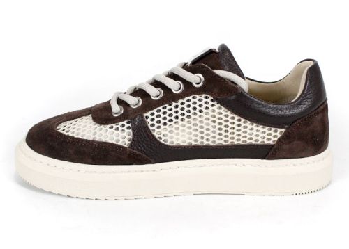 Дамски сникърси в кафяво и бежово с кожен хастар