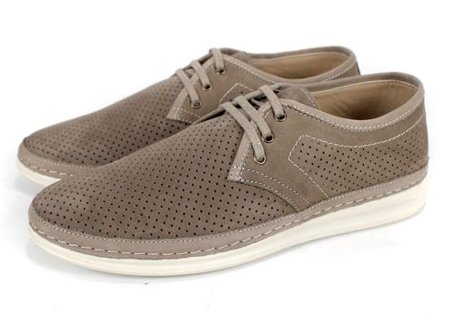 Перфориран дизайн на мъжки обувки в цвят визон