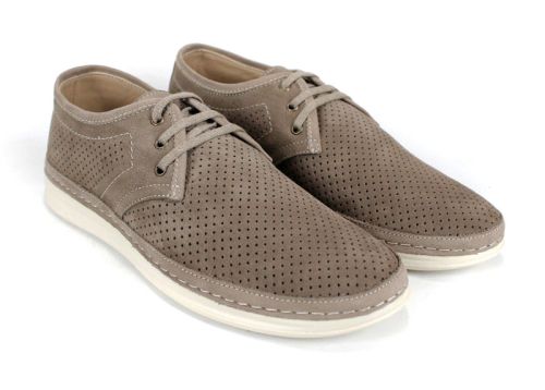 Елегантни летни обувки от естествен набук с връзки