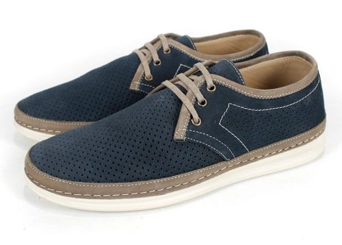 Мъжки перфорирани обувки от син набук