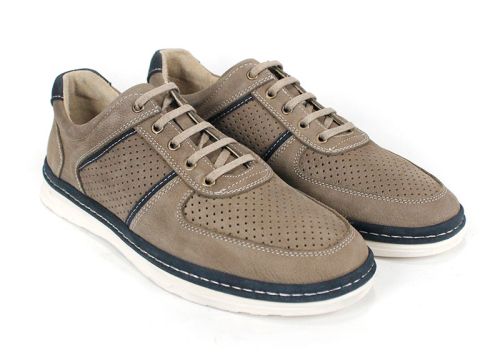 Елегантни летни обувки за мъже – комбинация от визонено и синьо, изглед отпред