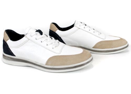 Мъжки обувки Solaro – страничен изглед, бяло с бежов и черен акцент