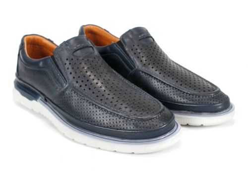 Мъжки мокасини от естествена кожа в тъмно синьо - Модел Джеронимо