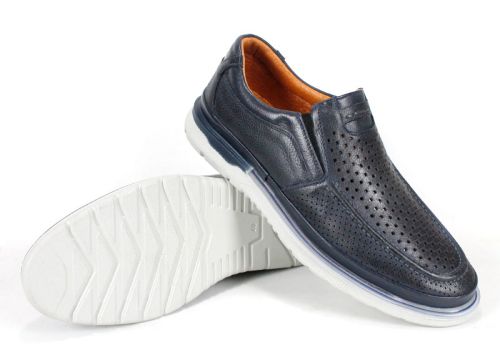 Мъжки мокасини от естествена кожа в тъмно синьо - Модел Джеронимо