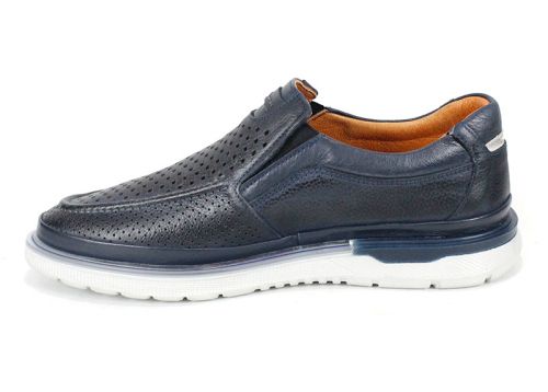 Мъжки мокасини от естествена кожа в тъмно синьо - Модел Джеронимо