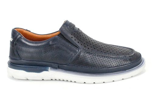 Мъжки мокасини от естествена кожа в тъмно синьо - Модел Джеронимо