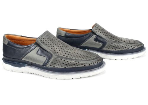 Мъжки летни обувки Селено без връзки от естествена кожа – страничен изглед