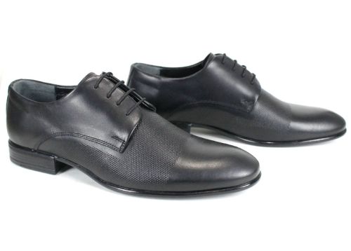 мъжки официални обувки CLASSIC, черна кожа, страничен изглед