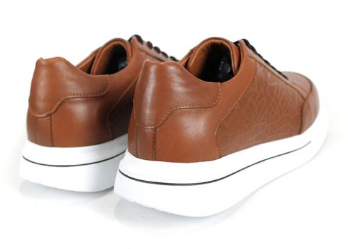 Мъжки спортно-ежедневни обувки от естествена кожа в светло кафяво - модел Stile Marino
