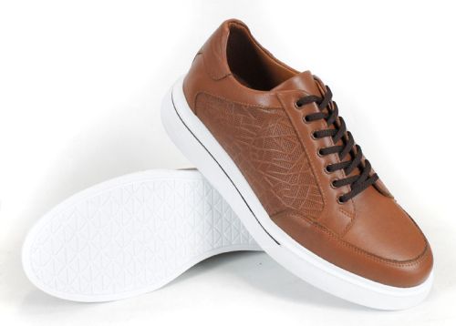 Мъжки спортно-ежедневни обувки от естествена кожа в светло кафяво - модел Stile Marino