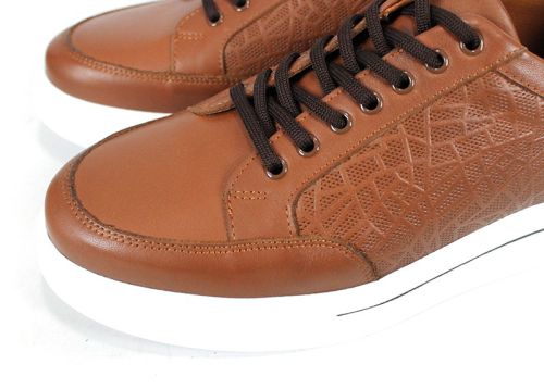 Мъжки спортно-ежедневни обувки от естествена кожа в светло кафяво - модел Stile Marino