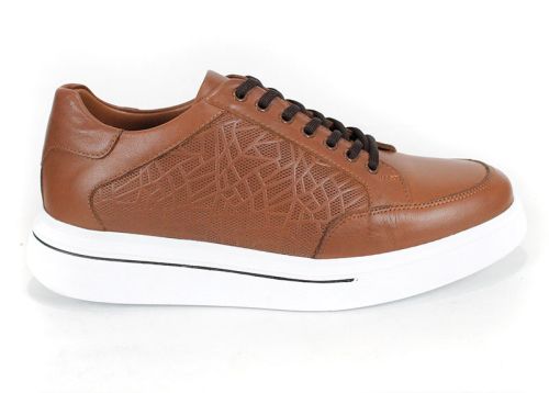 Мъжки спортно-ежедневни обувки от естествена кожа в светло кафяво - модел Stile Marino