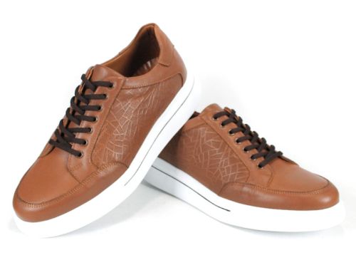 Мъжки спортно-ежедневни обувки от естествена кожа в светло кафяво - модел Stile Marino