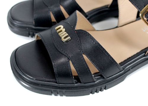 Dalia Viva – дамски сандали от естествена кожа в черен цвят с катарама и комфортно ниско ходило