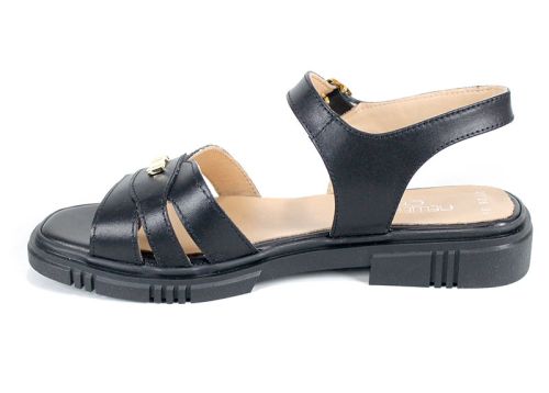 Dalia Viva – дамски сандали от естествена кожа в черен цвят с катарама и комфортно ниско ходило