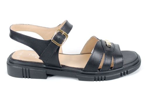 Dalia Viva – дамски сандали от естествена кожа в черен цвят с катарама и комфортно ниско ходило