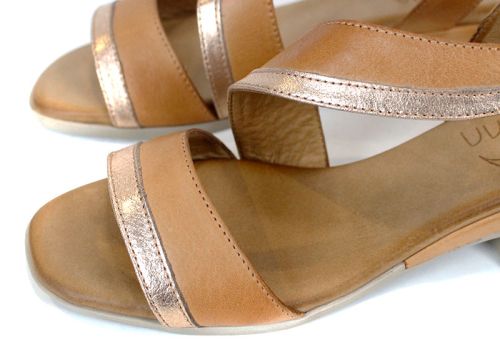 дамски сандали Solena Flow естествена кожа мока злато нисък ток