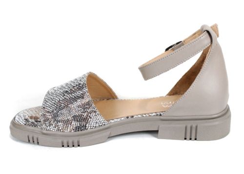 Gloria Serpenta – Дамски визонени сандали от естествена кожа със змийски принт и затворена пета