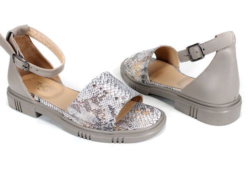 Gloria Serpenta – Дамски визонени сандали от естествена кожа със змийски принт и затворена пета