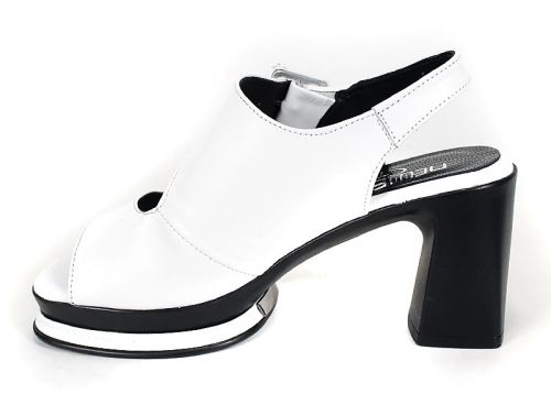 Дамски сандали Velina Echo от бяла естествена кожа с ток и платформа