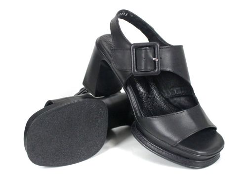 🖤 Velina Echo – Дамски сандали с висок ток и платформа | Черна кожа