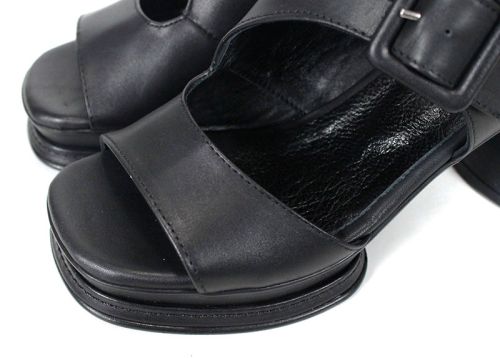 🖤 Velina Echo – Дамски сандали с висок ток и платформа | Черна кожа