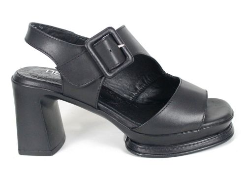 🖤 Velina Echo – Дамски сандали с висок ток и платформа | Черна кожа