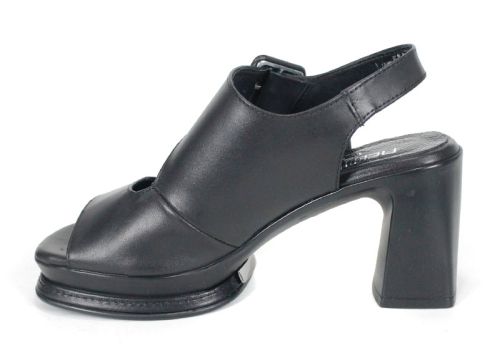 🖤 Velina Echo – Дамски сандали с висок ток и платформа | Черна кожа