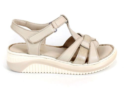 дамски сандали от естествена кожа Luma Linea бежов цвят