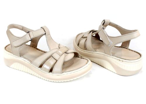 дамски сандали от естествена кожа Luma Linea бежов цвят