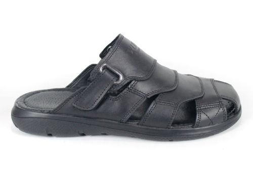 Tempo Sole – мъжко черно кожено сабо с велкро
