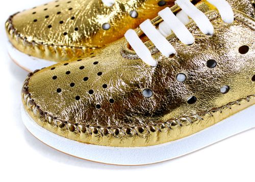 Дамски летни обувки Samira от естествена кожа в златен цвят