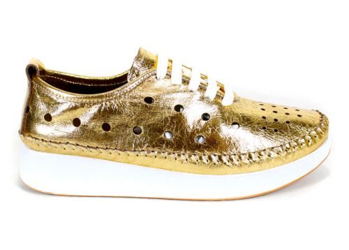 Дамски летни обувки Samira от естествена кожа в златен цвят