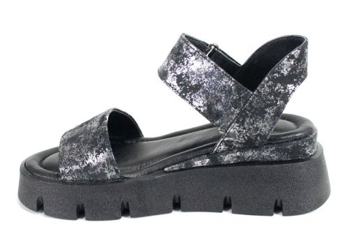 дамски сандали Каролина естествена кожа сребристо с платформа