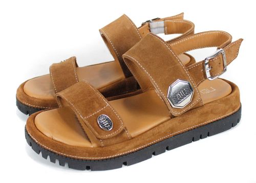 дамски сандали от светлокафяв велур Senso Forte