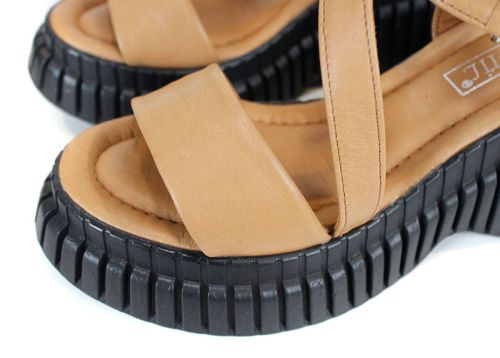 sandale damă Siena din piele naturală cu platformă înaltă neagră