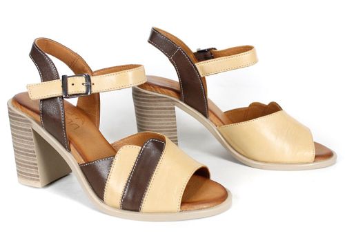 дамски сандали Café Crème от естествена кожа с висок ток