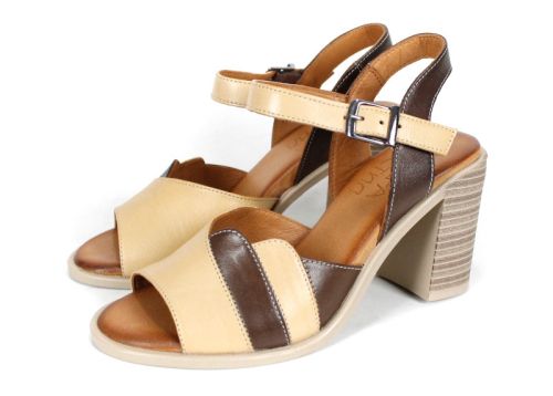 дамски сандали Café Crème от естествена кожа с висок ток