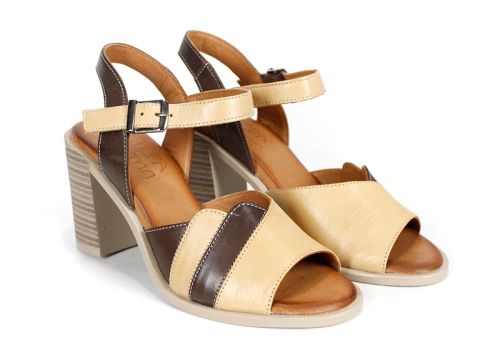 дамски сандали Café Crème от естествена кожа с висок ток