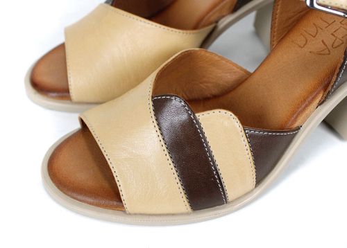 дамски сандали Café Crème от естествена кожа с висок ток